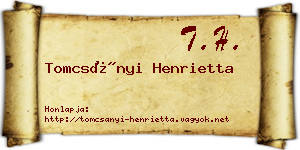 Tomcsányi Henrietta névjegykártya