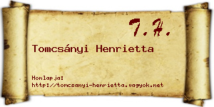 Tomcsányi Henrietta névjegykártya
